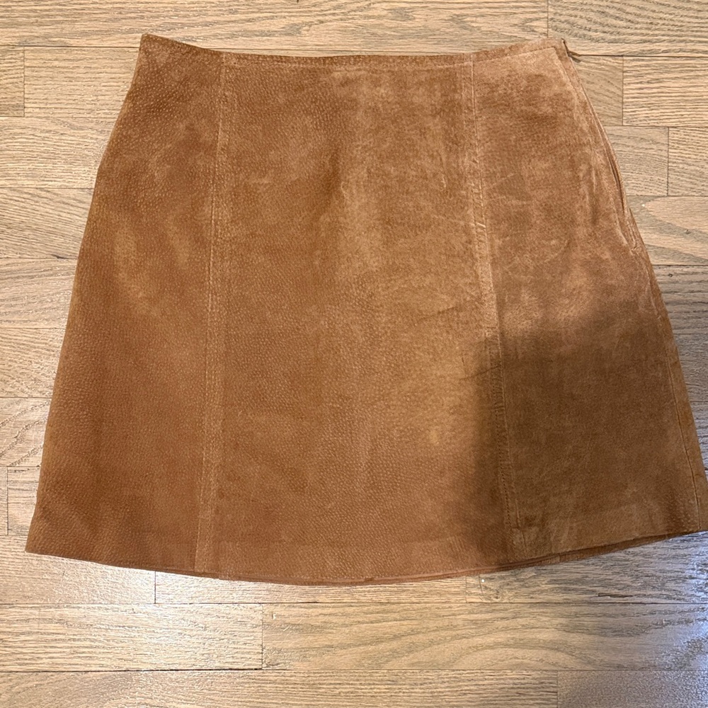 kathy ireland Rust/Tan Suede A-Line Mini Skirt